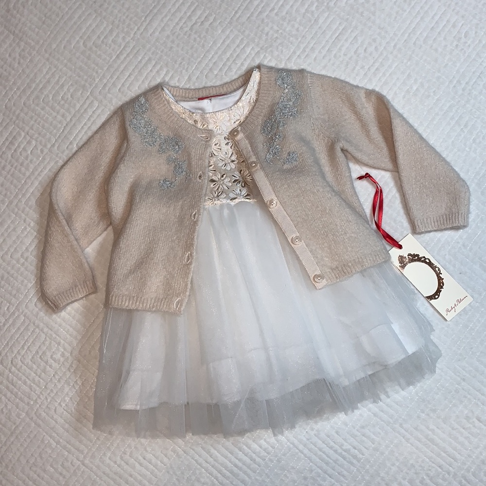 NWT Petite Frais Sleeveless Dress & Ruby & Bloom Cardigan Sweater, Both 12M